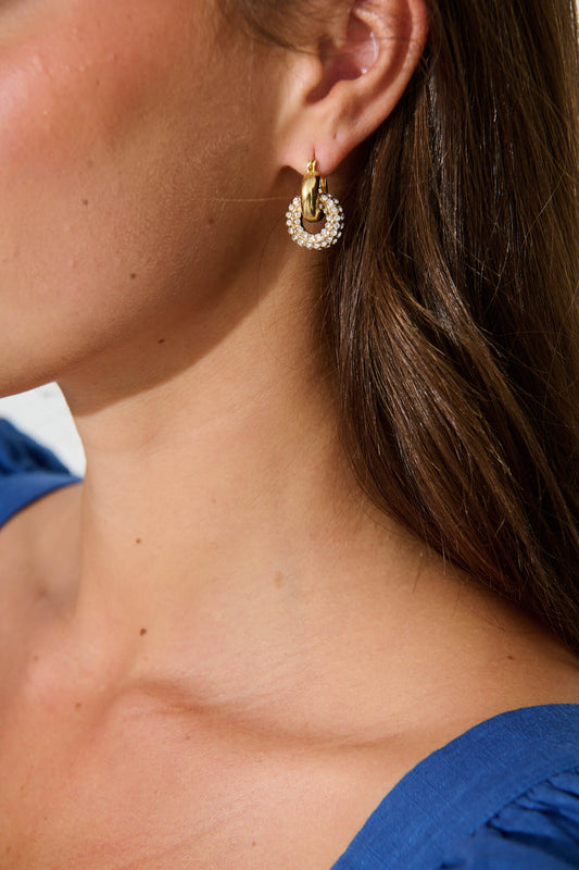 Amery Drop Earrings in Gold with Rhinestone