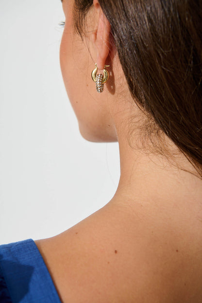 Amery Drop Earrings in Gold with Rhinestone