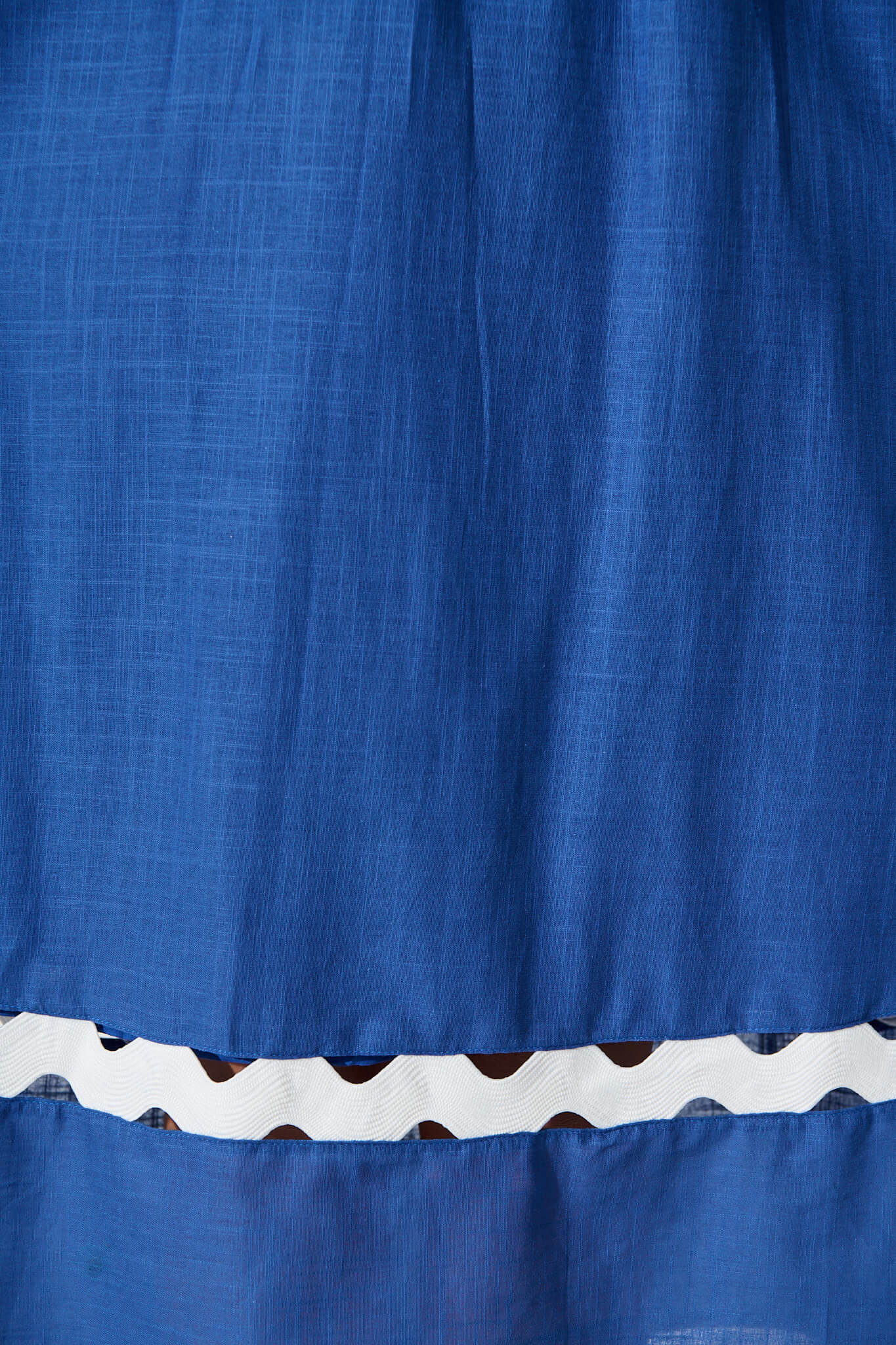 Miami Midi Dress In Blue With White Ric Rac Cotton