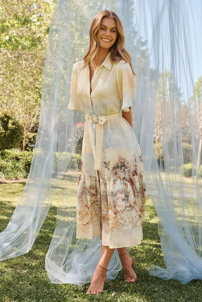 Vance Midi Shirt Dress In Pastel Multi Print