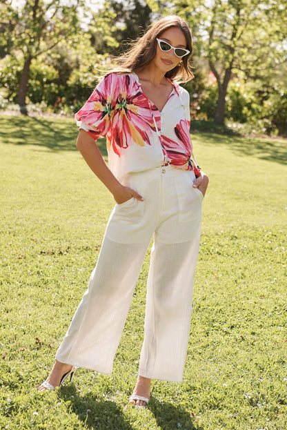 Jupiter Shirt In White With Pink Floral