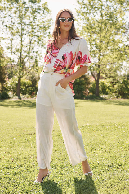 Missoula Pant In White Linen Blend