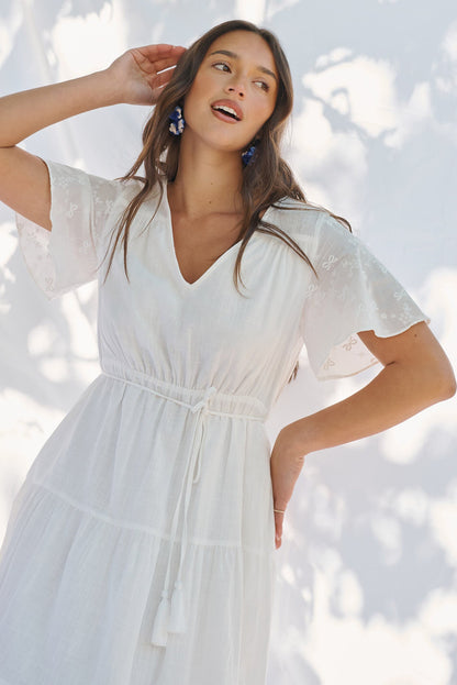 Nolan Midi Dress In White Cotton