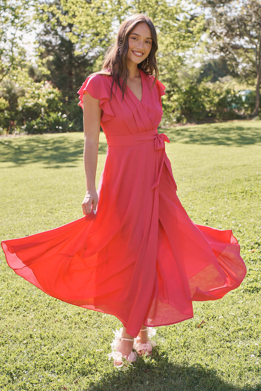 Wynter Maxi Dress in Fuchsia Chiffon