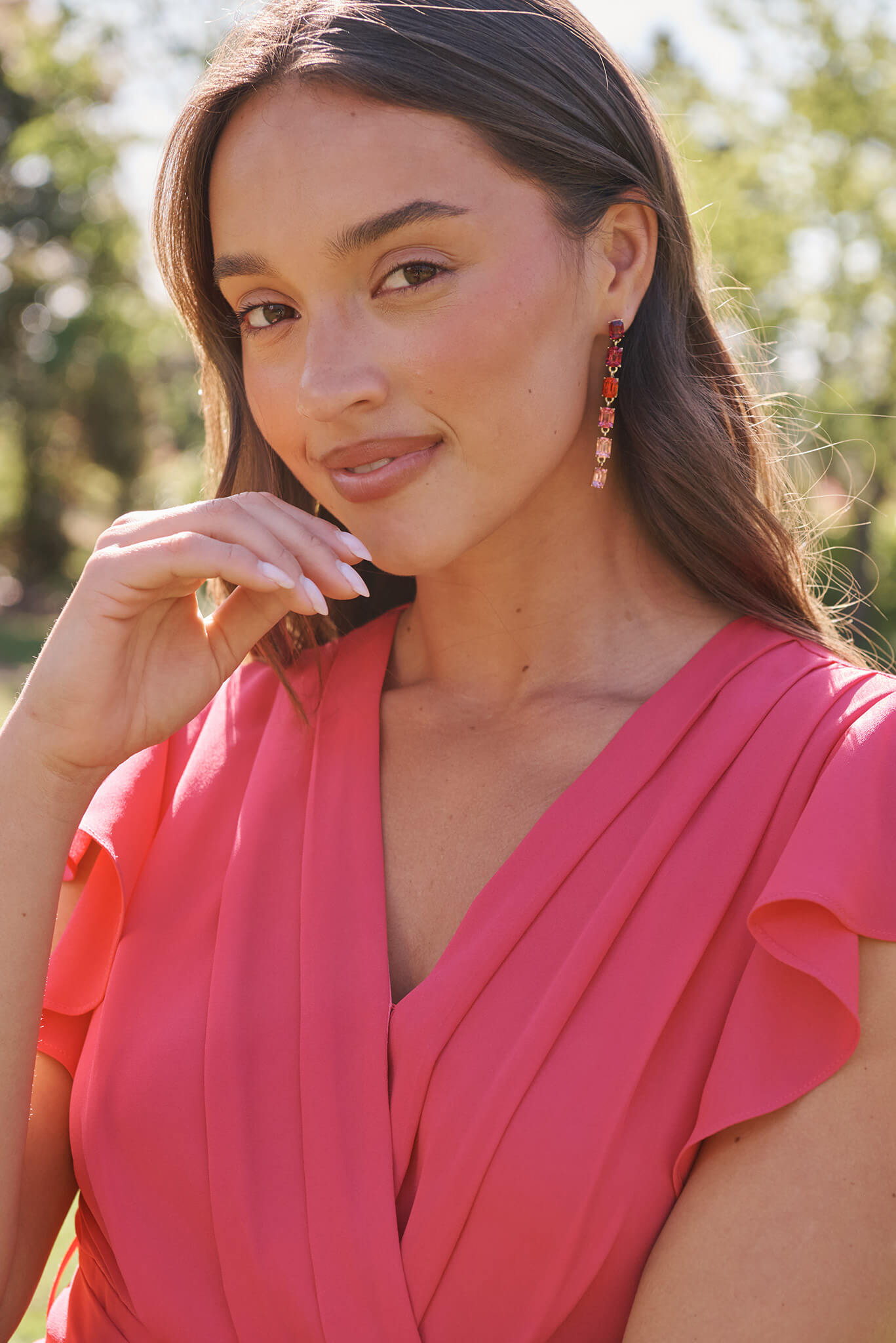 Emilianna Drop Earrings in Multi Pink