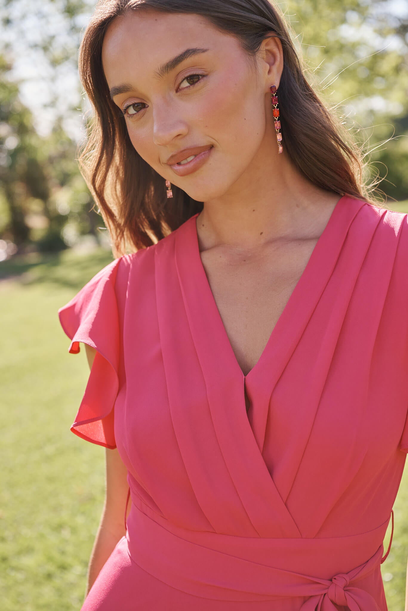 Emilianna Drop Earrings in Multi Pink