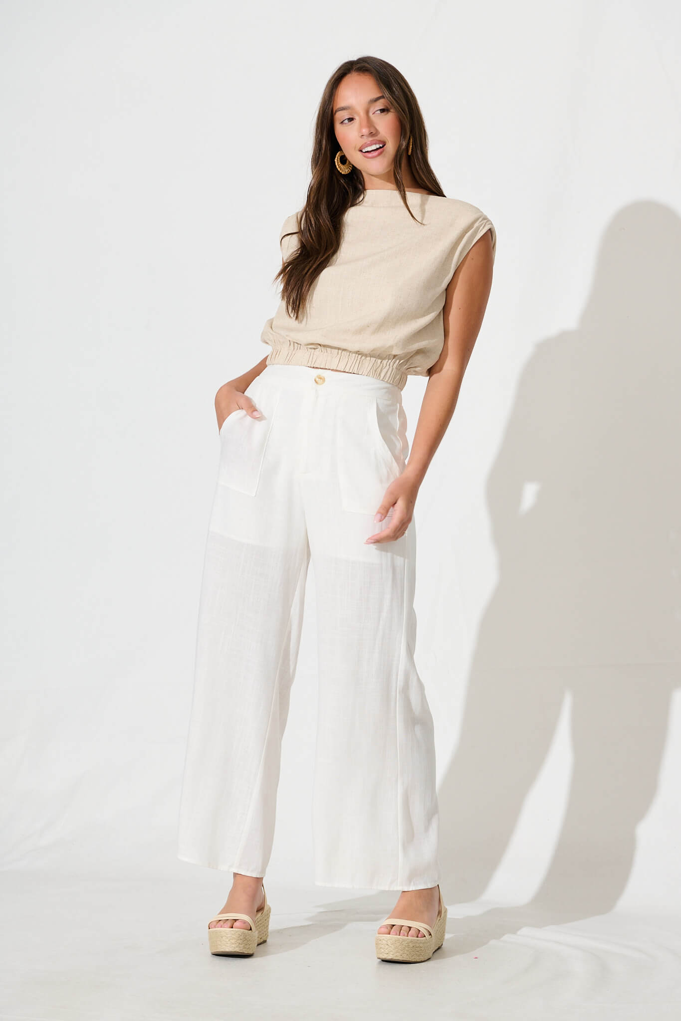 Missoula Pant In White Linen Blend