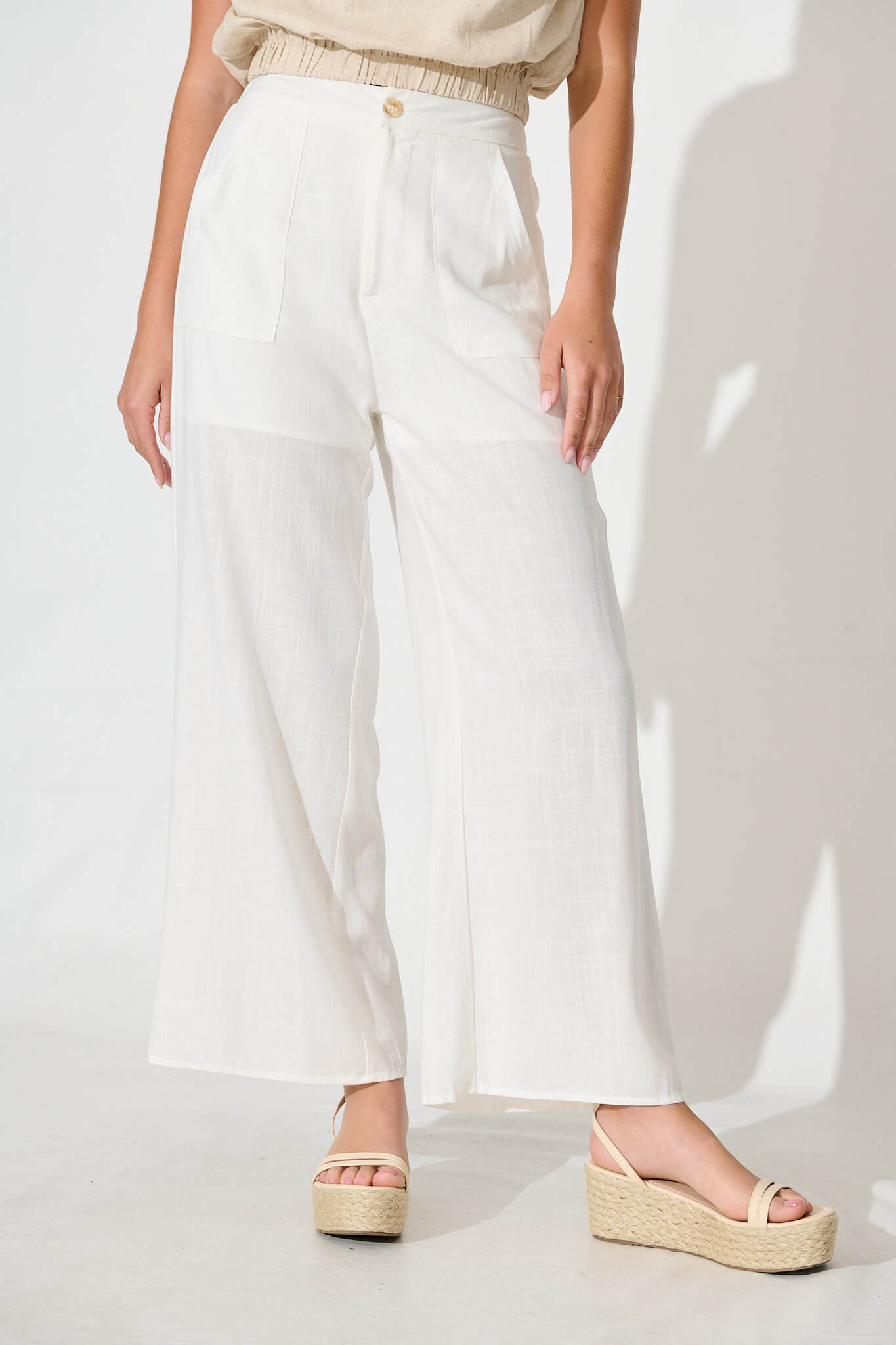 Missoula Pant In White Linen Blend