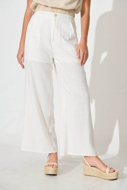 Missoula Pant In White Linen Blend