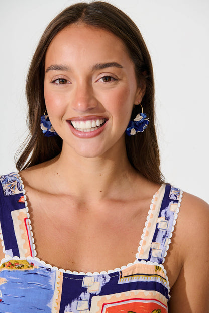 Domini Hoop Earrings in Navy and White