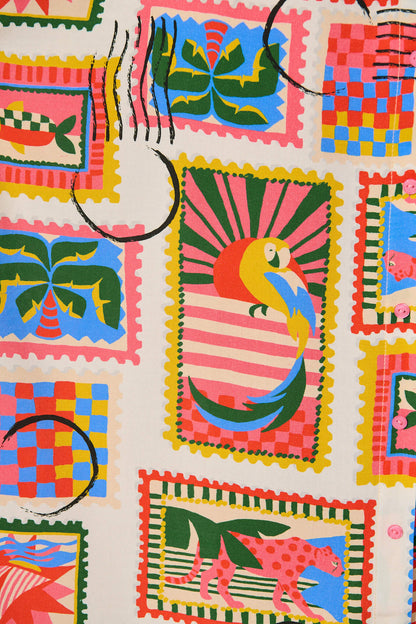 PRE ORDER Melody Midi Dress In Bright Multi Postcard Print