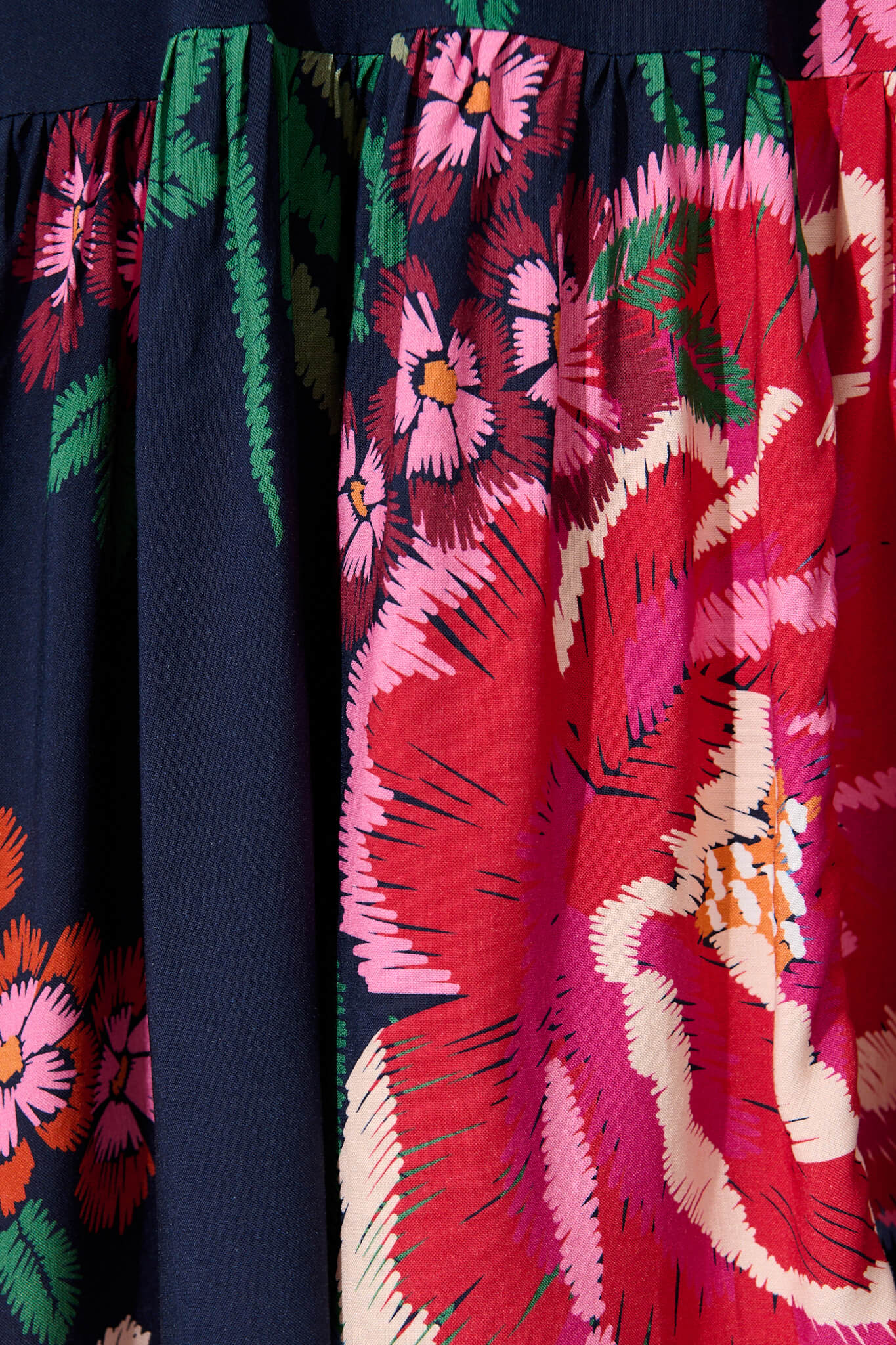 Apollo Dress In Navy With Red Floral Print