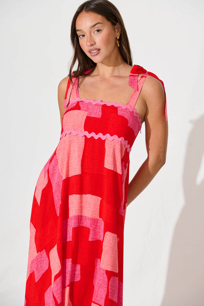 Somerset Maxi Sundress in Multi Red Print