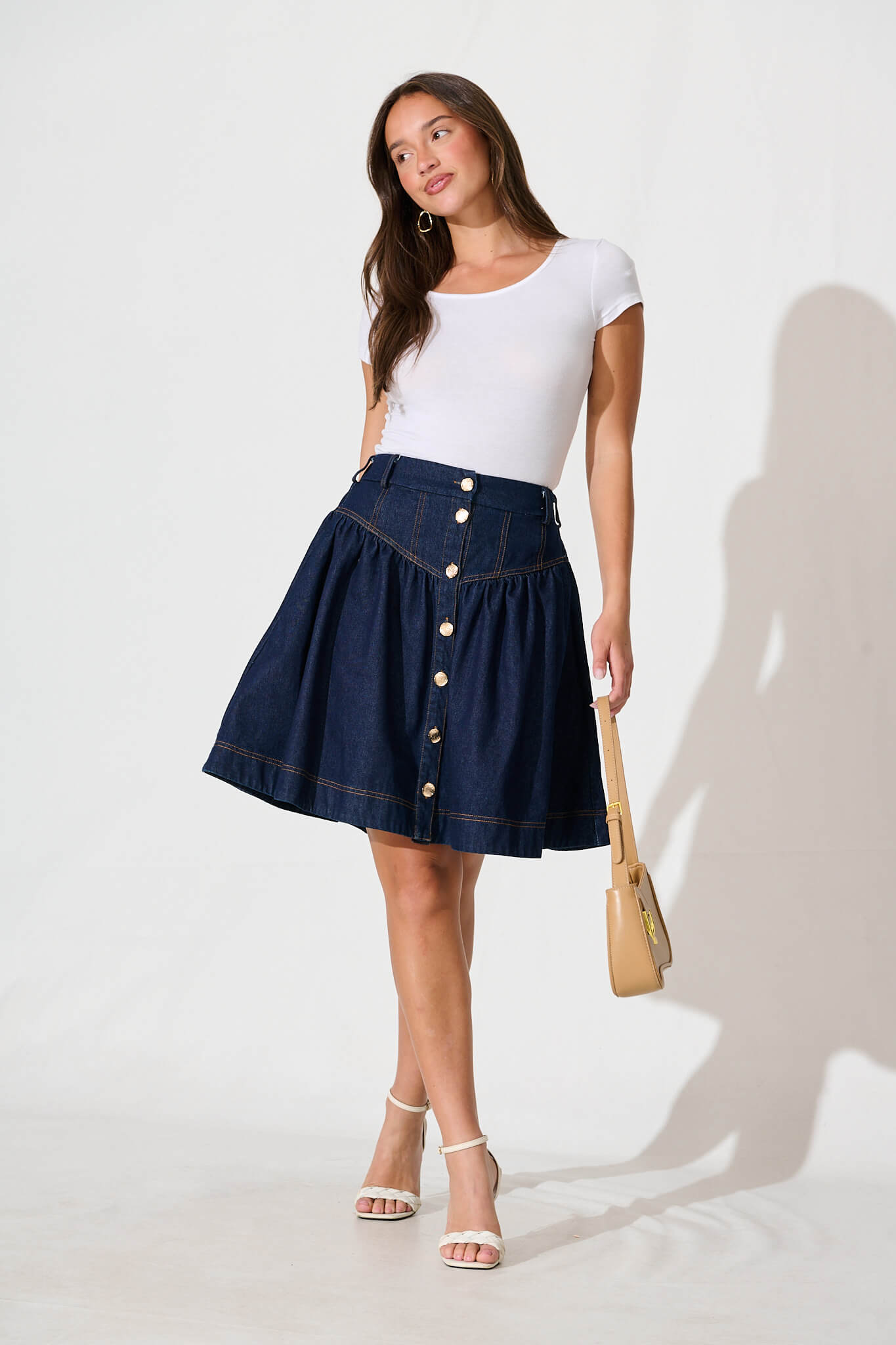 Judi Denim Skirt In Dark Blue
