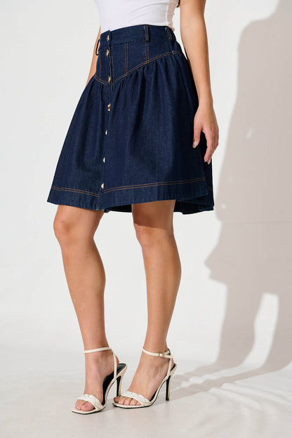 Judi Denim Skirt In Dark Blue