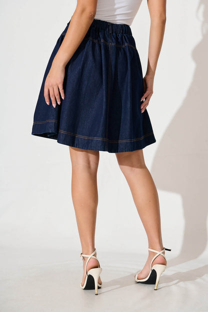 Judi Denim Skirt In Dark Blue