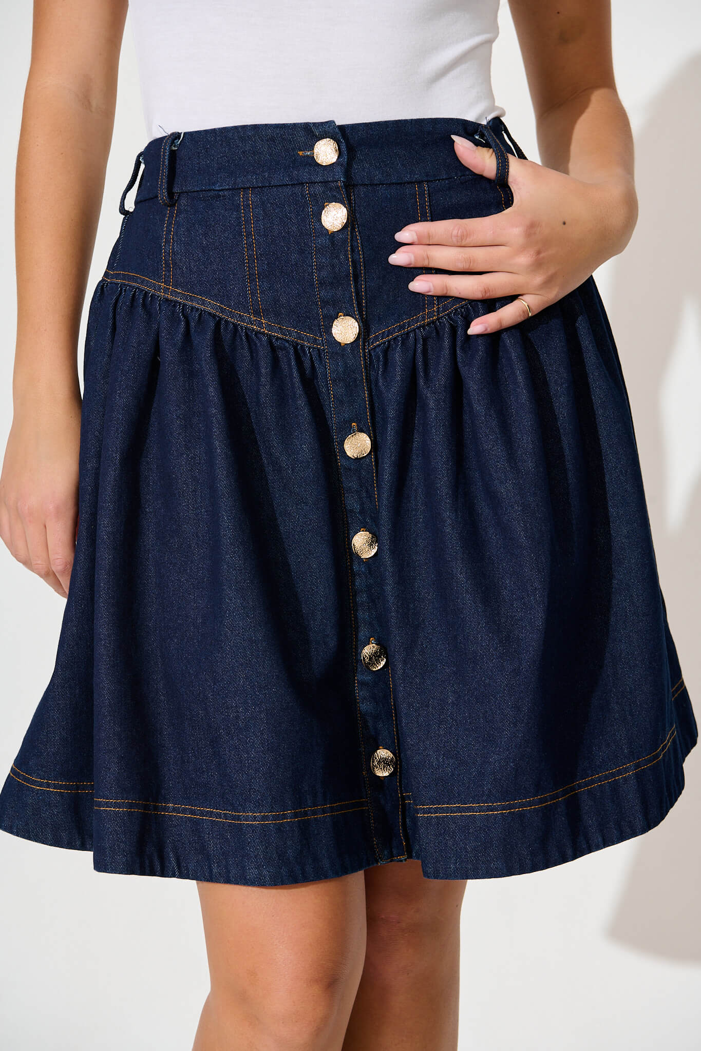 Judi Denim Skirt In Dark Blue