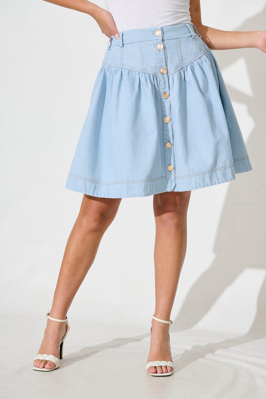 Judi Denim Skirt In Light Blue