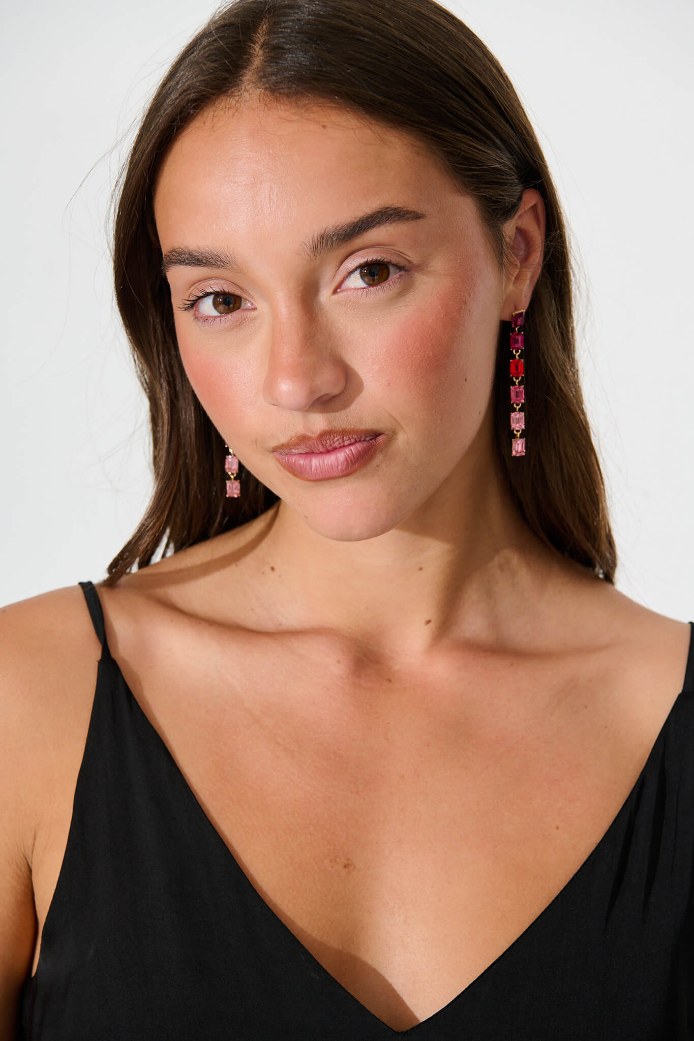 Emilianna Drop Earrings in Multi Pink