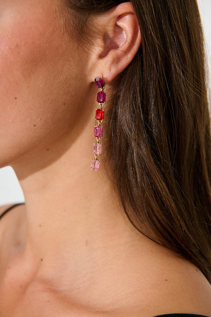 Emilianna Drop Earrings in Multi Pink