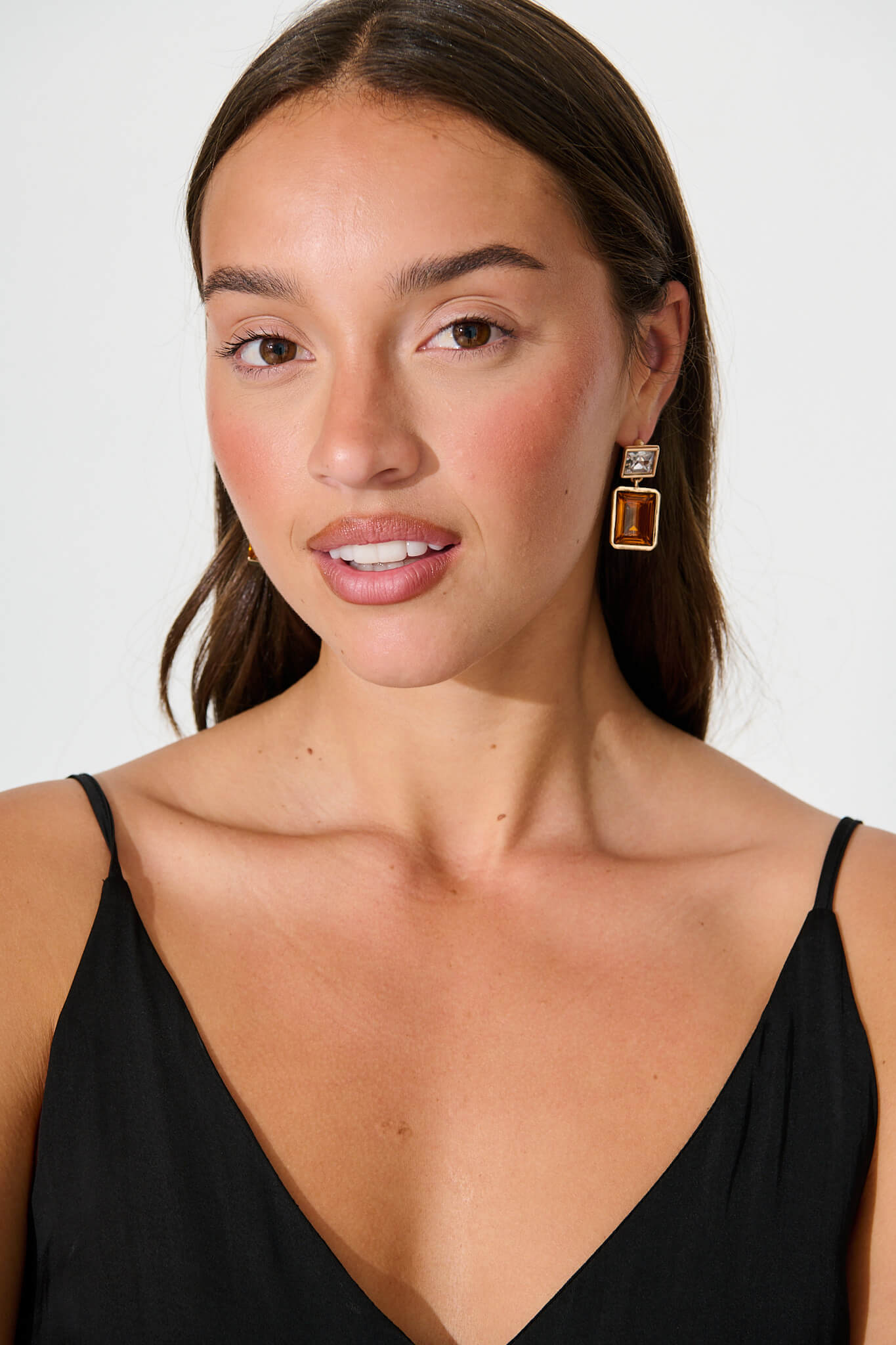 Calvine Drop Earrings in Brown
