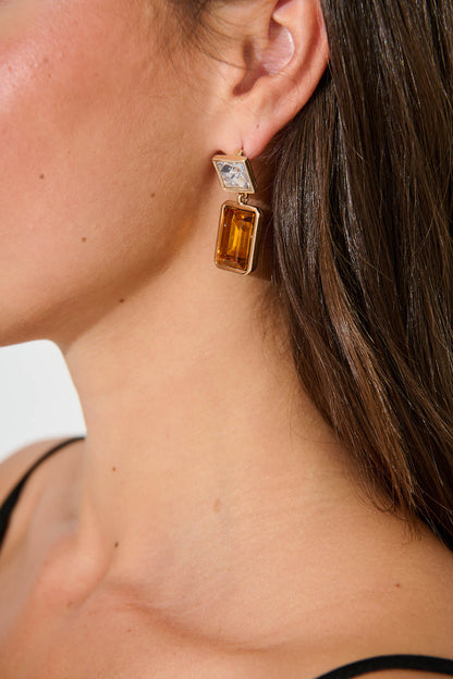 Calvine Drop Earrings in Brown