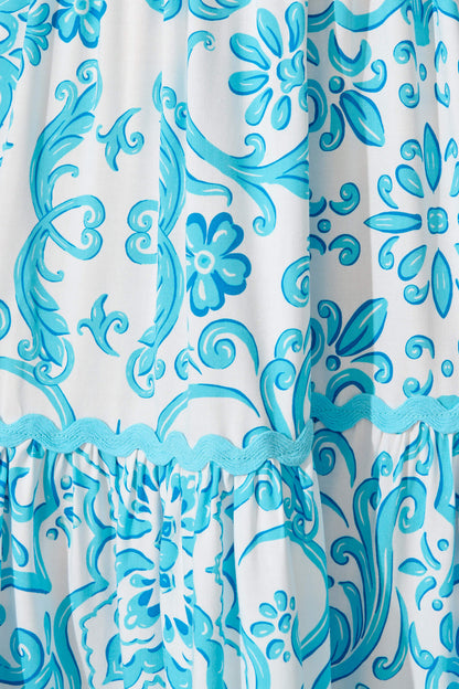 Emani Maxi Dress in Blue Print