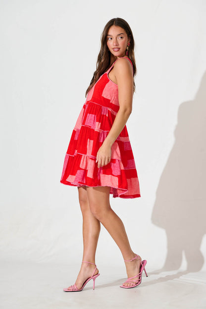 Coastal Sundress in Multi Red Print