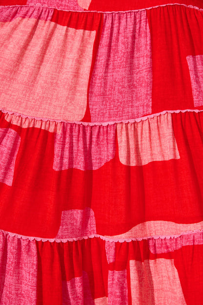 Coastal Sundress in Multi Red Print