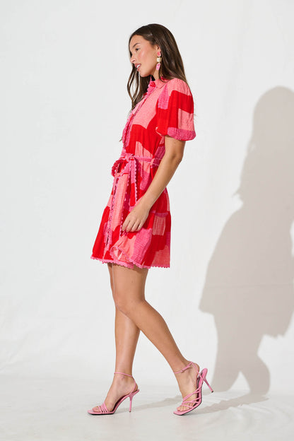 Fairytales Shirt Dress in Multi Red Print