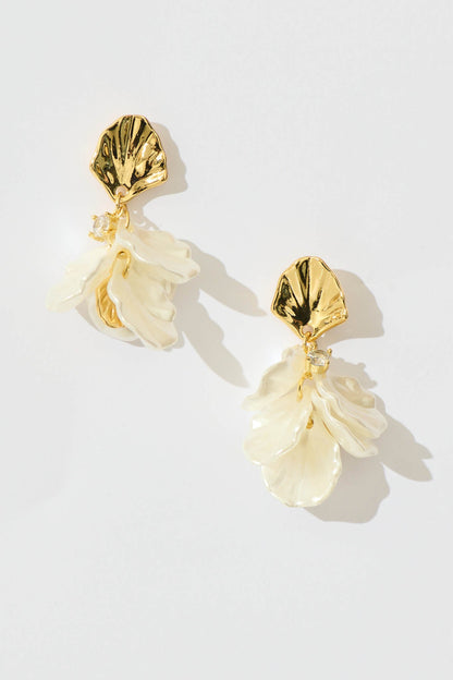Galina Drop Earrings in Gold with Pearl