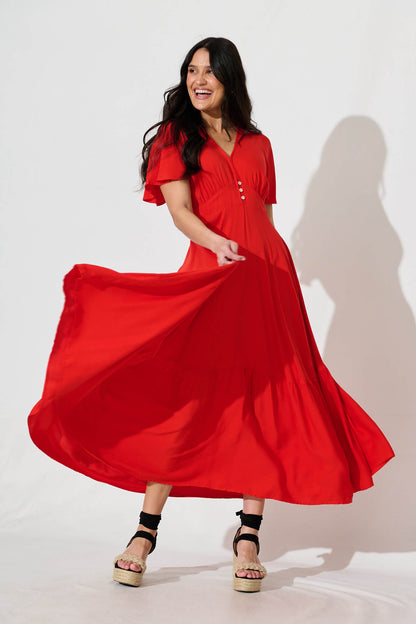 Nevada Maxi Dress in Red