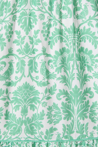 Pavarti Midi Sundress in Mint Green Floral Linen Blend