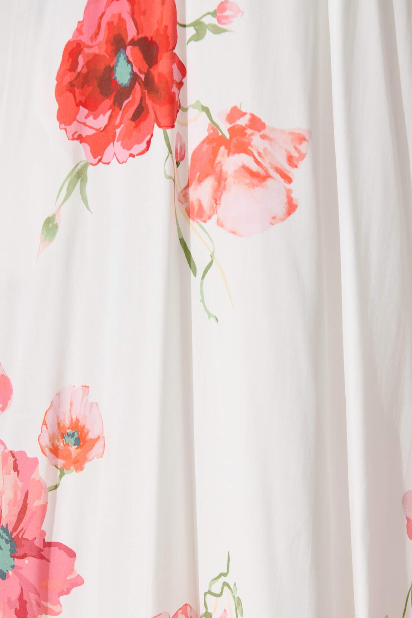 Doncia Midi Dress in White with Multi Red Floral