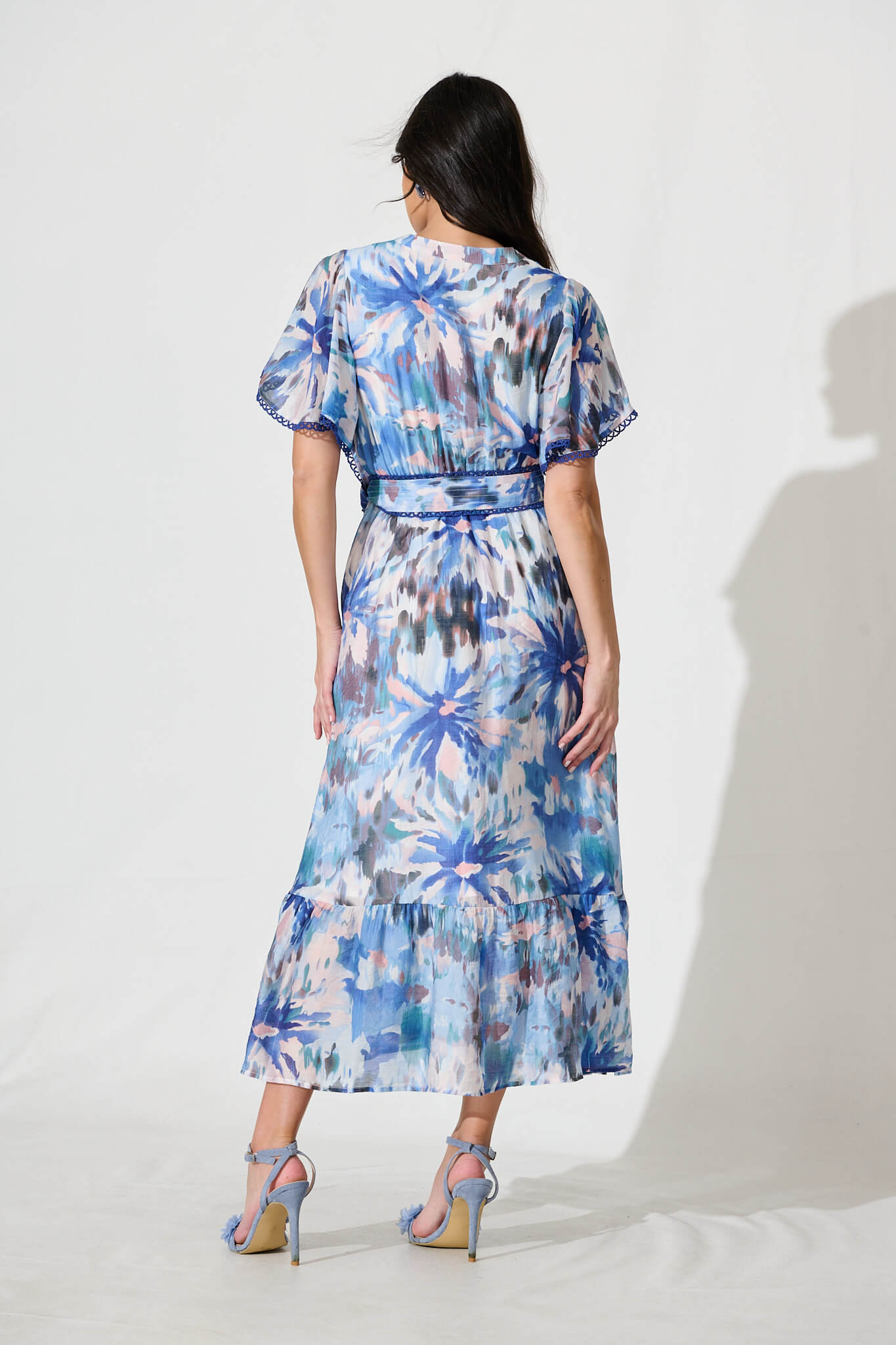 Yuki Midi Dress in Blue Multi Floral