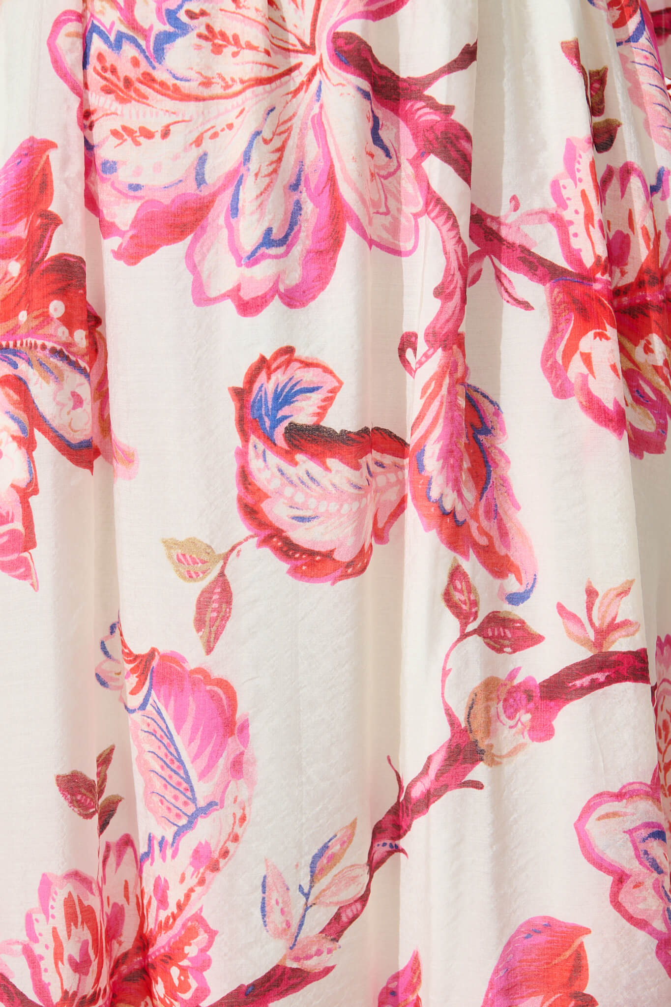 Yuki Midi Dress in White with Pink Floral