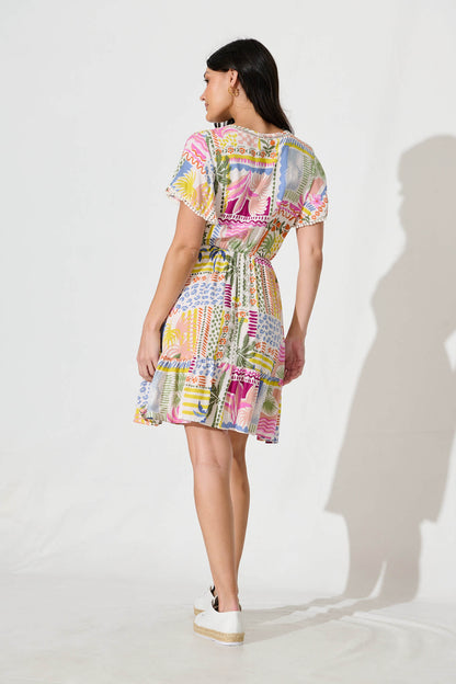 Tara Dress in Multi Tropical Print