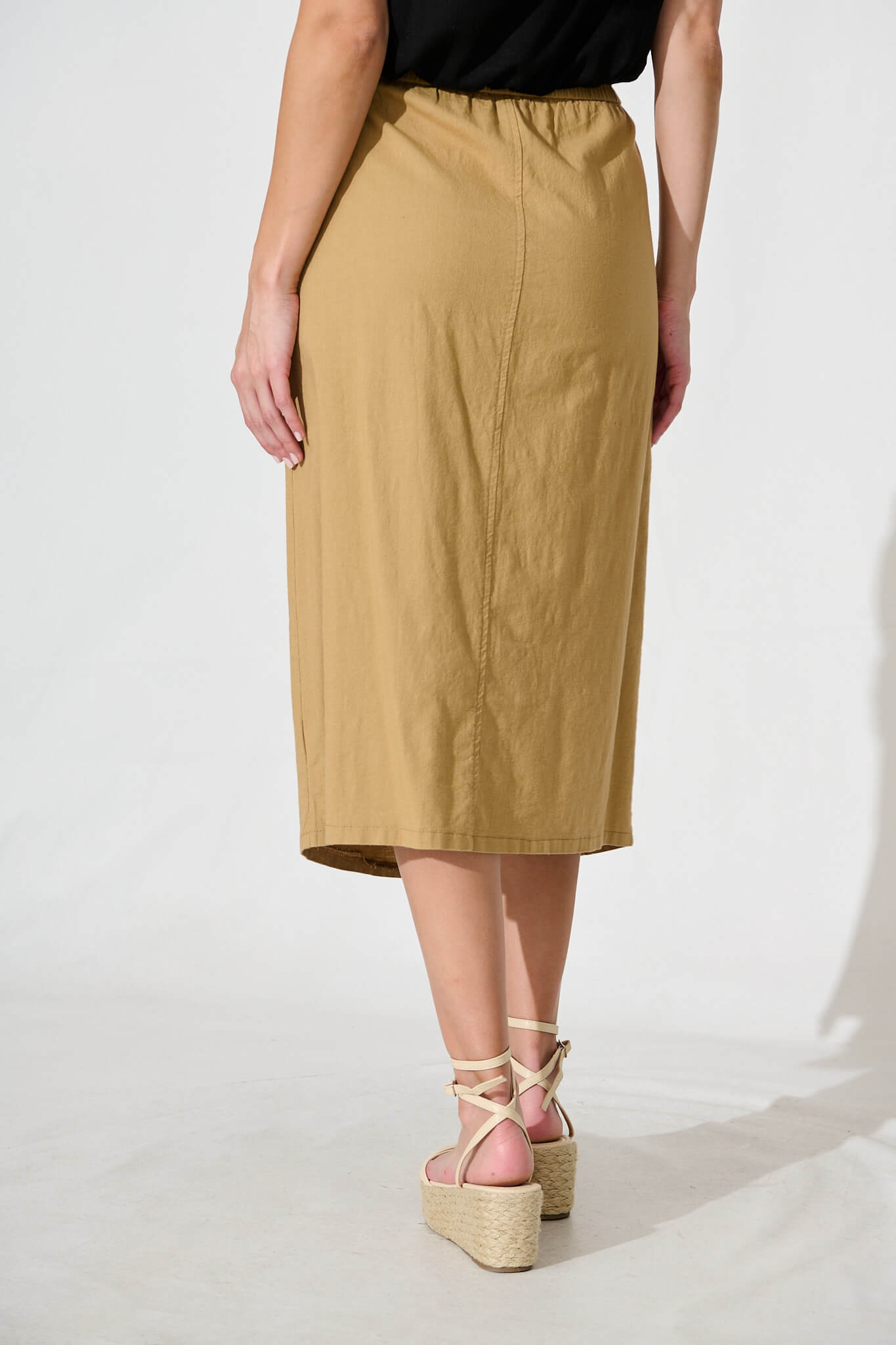 Lunya Midi Skirt in Beige Cotton Blend