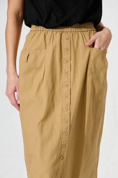 Lunya Midi Skirt in Beige Cotton Blend