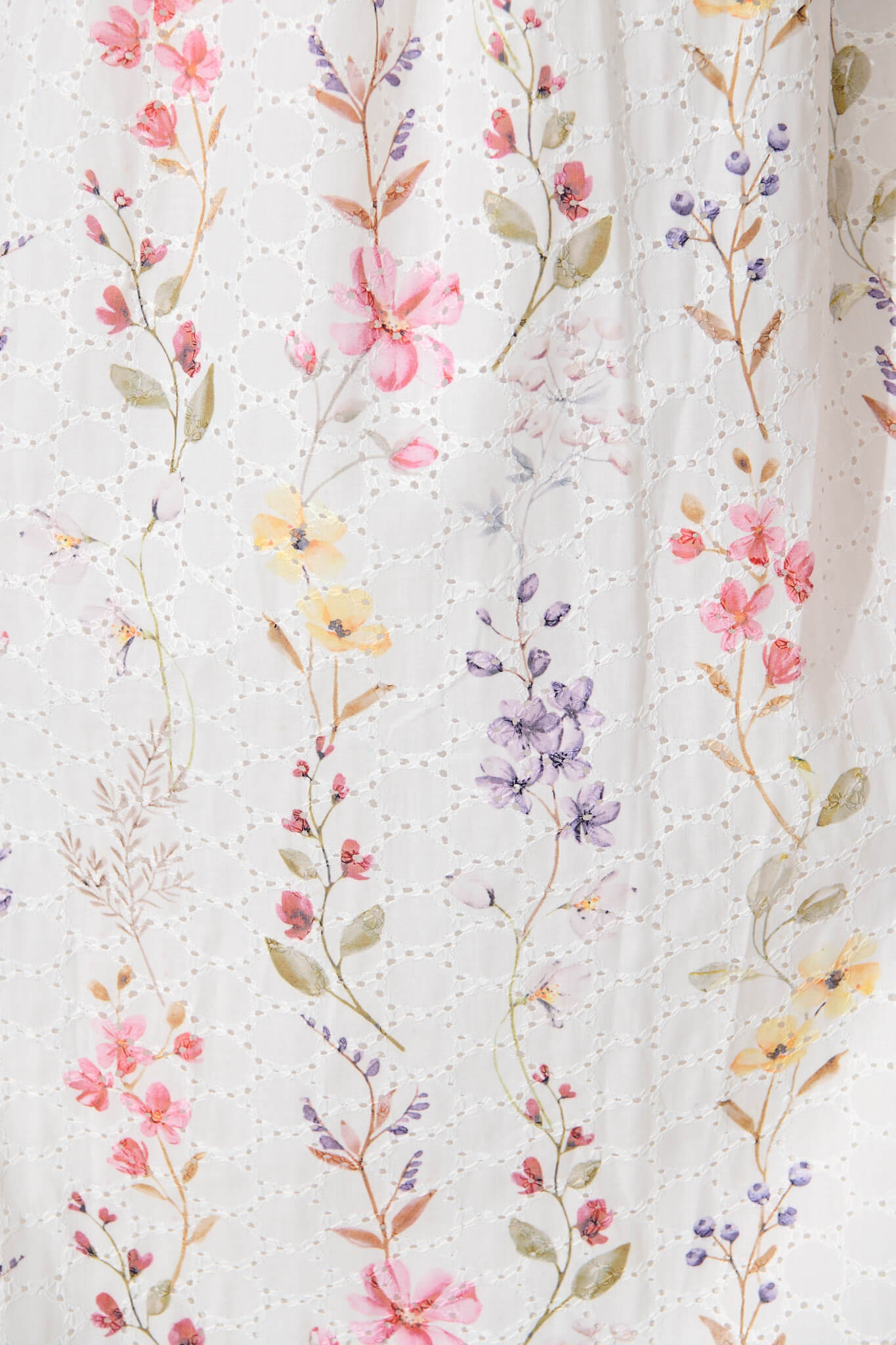 Sunetta Midi Sundress in White Floral Textured Broderie