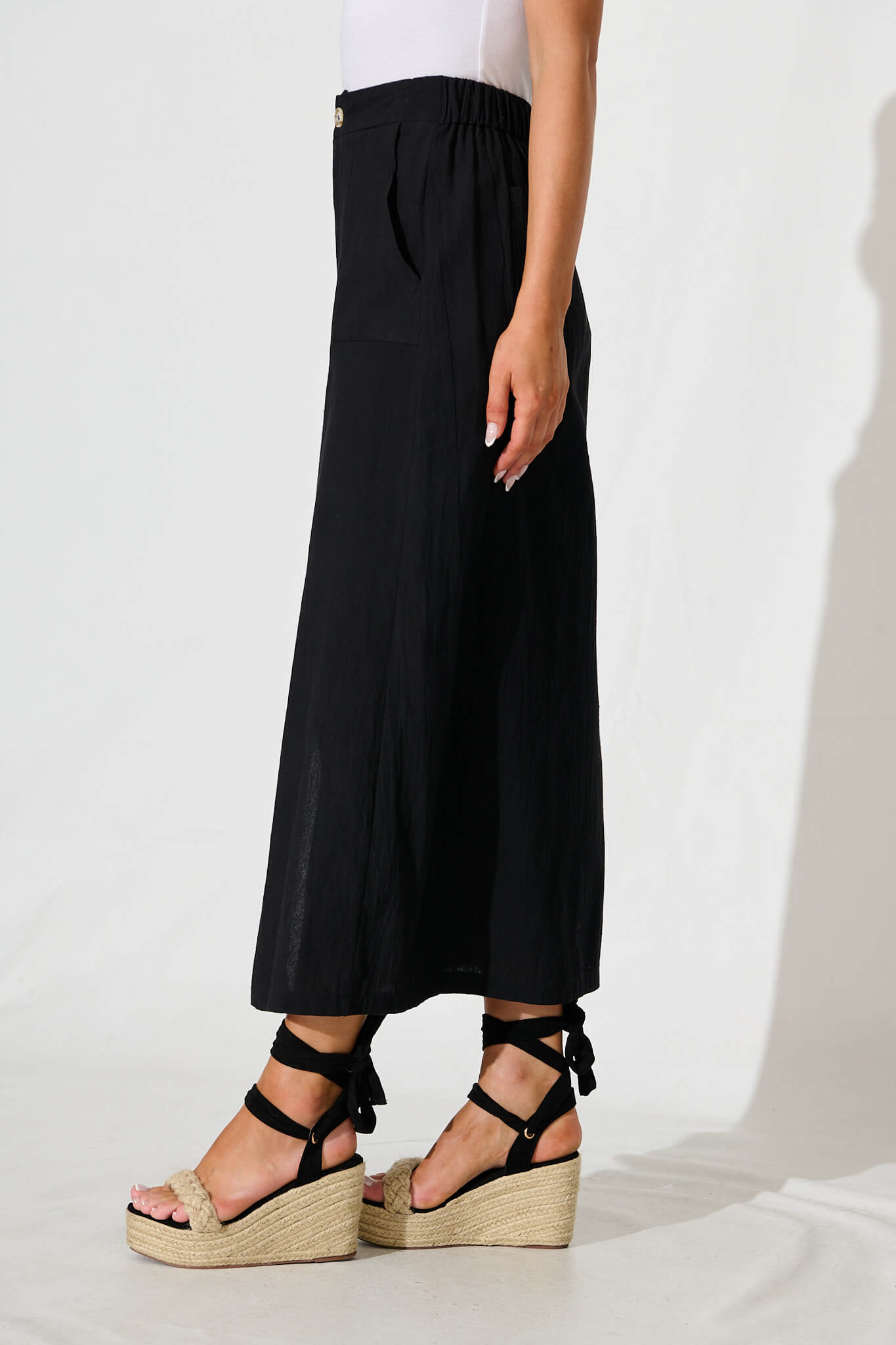 Nicco Maxi Skirt in Black Cotton Blend
