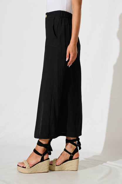 Nicco Maxi Skirt in Black Cotton Blend