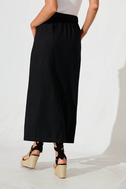 Nicco Maxi Skirt in Black Cotton Blend