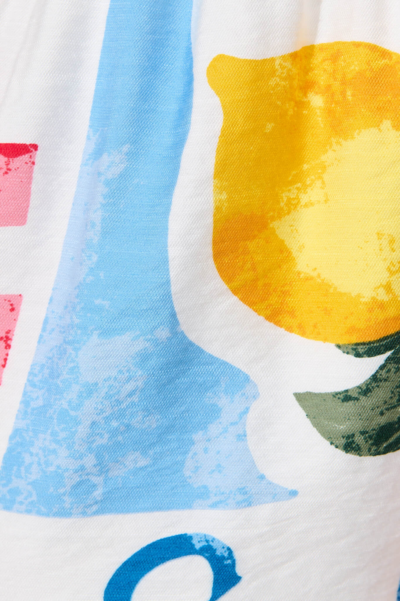 Vesna Short In White Lemon Print Ric Rac Trim