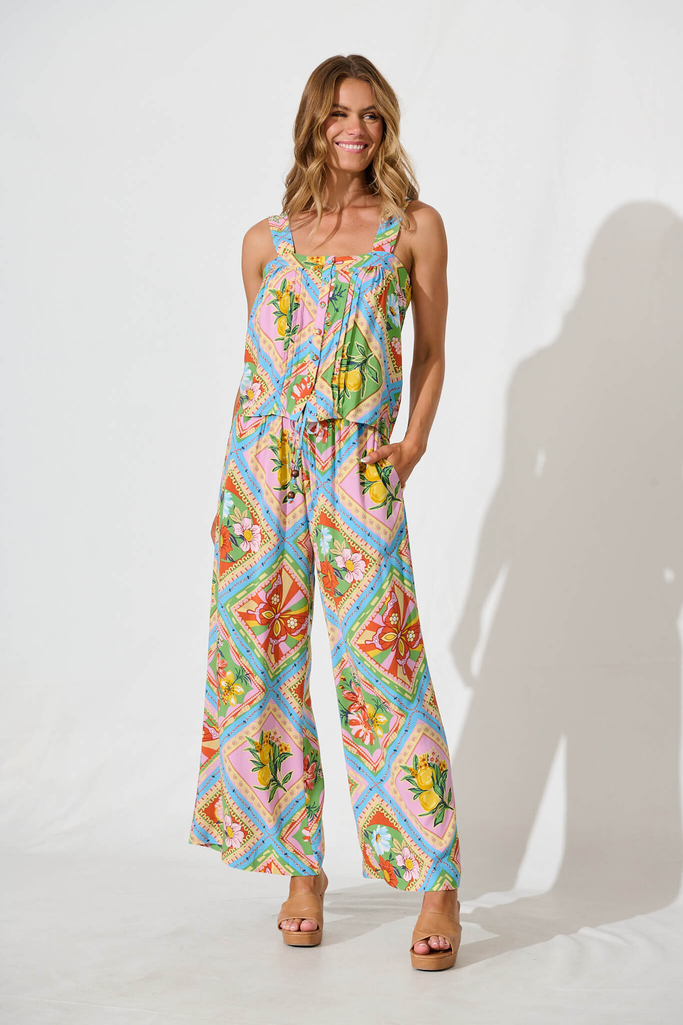 Liliana Cami Top In Multi Tile Print