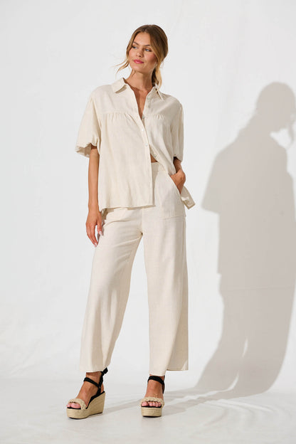 Sunniva Shirt in Oatmeal Cotton Linen