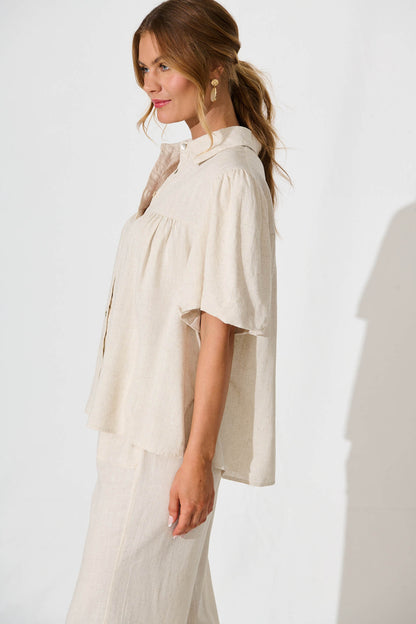 Sunniva Shirt in Oatmeal Cotton Linen