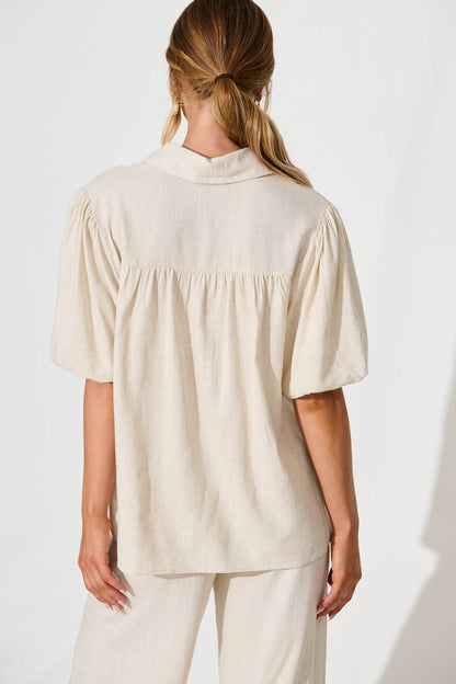 Sunniva Shirt in Oatmeal Cotton Linen