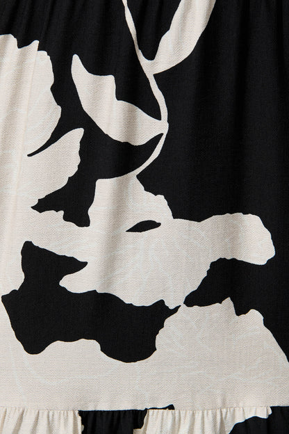 PRE ORDER Queeva Midi Dress in Black with Cream Floral