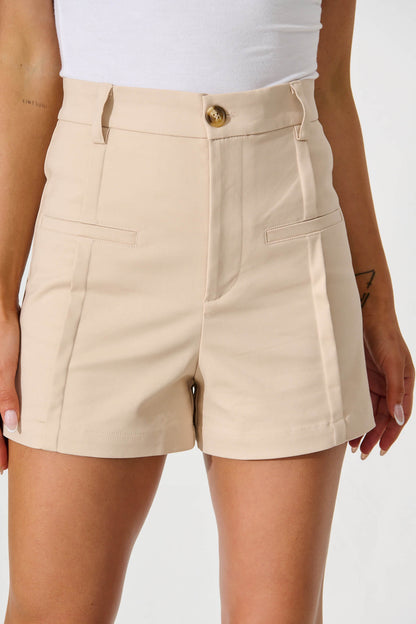 Maritza Shorts in Beige Cotton Blend